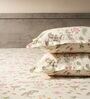 White & Pink 144TC Cotton Flat Super King Bedsheet with 2 Pillow Covers