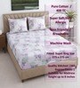 White & Pink Floral 400 TC Cotton Superking Size Fitted Bedsheet With 2 Pillow Covers