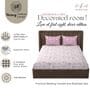 White & Pink Glace Cotton Floral Print Elastic Fitted King Bedsheet With 2 Pillow Covers