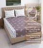 White & Plum Floral 400 TC Cotton Superking Size Fitted Bedsheet With 2 Pillow Covers