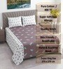 White & Plum Floral 400 TC Cotton Superking Size Flat Bedsheet With 2 Pillow Covers