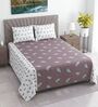 White & Plum Floral 400 TC Cotton Superking Size Flat Bedsheet With 2 Pillow Covers