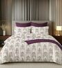 White & Purple 144TC Cotton Flat Super King Bedsheet with 2 Pillow Covers
