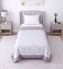 White & Purple Shade Cotton Floral 350 GSM Single Bed Reversible Dohar