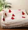 White & Red Cotton Tufted Christmas Tree 50x64 Inches Throw