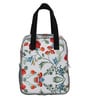 White & Red Floral Printed Long Insulated Lunch Bag