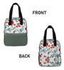 White & Red Floral Printed Long Insulated Lunch Bag