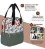 White & Red Floral Printed Long Insulated Lunch Bag