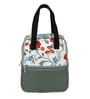 White & Red Floral Printed Long Insulated Lunch Bag
