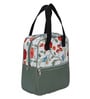 White & Red Floral Printed Long Insulated Lunch Bag
