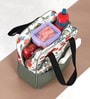 White & Red Floral Printed Long Insulated Lunch Bag