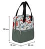White & Red Floral Printed Long Insulated Lunch Bag