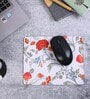 White & Red Floral Printed Rectangle Mousepad