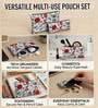 White & Red Floral Printed Utility Pouches Set of 2