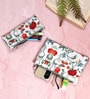 White & Red Floral Printed Utility Pouches Set of 2