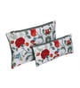 White & Red Floral Printed Utility Pouches Set of 2