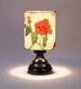 White & Red Shade Table Lamp With Metal Base
