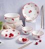 Strawberry 11 Pcs White & Red Ceramic Dinnerware Set