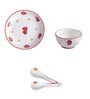 Strawberry 8 Pcs White & Red Ceramic Dinnerware Set