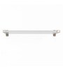 Solid Wood Fixed Bracket Wall Shelf with Satin Silver Brackets in White & Silver Colour