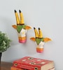 White & Yellow Handcrafted Cow Sclupture Mango Wood Wall Mask Set of 2