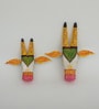 White & Yellow Handcrafted Cow Sclupture Mango Wood Wall Mask Set of 2