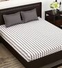 White Abstract 144 TC 100% Cotton Queen Sized Bed Sheets with 2 Pillow Covers
