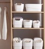 White 8L Polypropylene Storage Bin with Wooden Handles