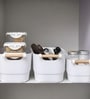 White 8L Polypropylene Storage Bin with Wooden Handles