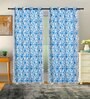 White Cotton Floral 9Ft Light Filtering Eyelet (Set Of 2) Long Door Curtains