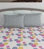 Multicolor Geometric 144 TC Cotton King Sized Bed Sheets with 2 Pillow Covers