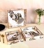 White, Grey & Gold MDF Wood Grey Peacock (Set of 3) Serving Tray