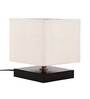 White  Jute  Shade Country Table Lamp With Black  Base