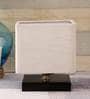 White  Jute  Shade Country Table Lamp With Black  Base