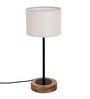 Salerno White Jute Shade Night Lamp With Wood Base