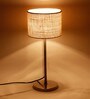 White  Jute  Shade Country Table Lamp With Steel  Base