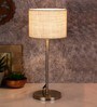 White  Jute  Shade Country Table Lamp With Steel  Base