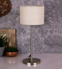 White  Jute  Shade Country Table Lamp With Steel  Base