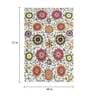 Cream Floral Polyester 4 ft x 6 ft Machine Made Carpet