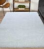 White Shaggy Polyster 4 x 6 Feet Hand Tufted Carpet