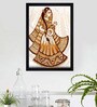 White "Traditional Bride With Dholki"Textured Paper Scratch/Dust Proof Framed Art Print
