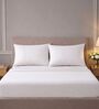 White 400TC  Solid Embroidery Superking Bedsheet with 2 Pillow Covers