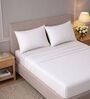 White 400TC  Solid Embroidery Superking Bedsheet with 2 Pillow Covers
