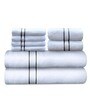 White Solid 550 GSM Cotton Towel Sets (Set of 8)