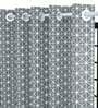 White Geometric 100% Cotton 9 Ft Light Filtering Eyelet Door Curtain