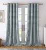 White Geometric 100% Cotton 9 Ft Light Filtering Eyelet Door Curtain