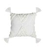 White Woven Geometric Cotton 16 x 16 Inches Cushion Cover