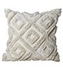 White Woven Geometric Cotton 16 x 16 Inch Cushion Cover