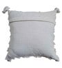 White Woven Geometric Cotton 16 x 16 Inches Cushion Cover