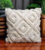 White Woven Geometric Cotton 16 x 16 Inch Cushion Cover